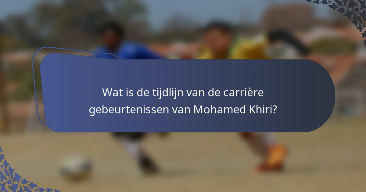 Wat is de tijdlijn van de carrière gebeurtenissen van Mohamed Khiri?